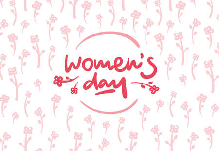 Womens day vector lettering logo postcard with flowersの写真素材