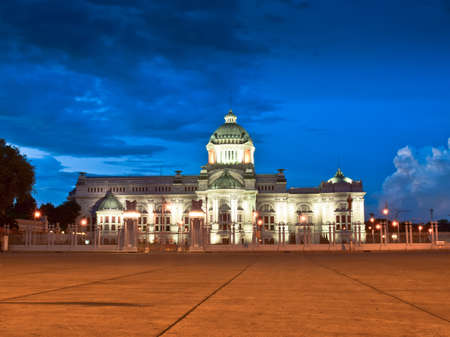 Bangkok, Thailand - Sep 6, 2015: Twilight of Ananta Samakhom Throne Hall Constructed under King Rama V, this grand Renaissance building has great frescoes and traditional Thai arts and crafts inside.のeditorial素材