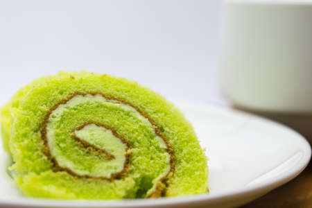 cake rolls on plateの写真素材