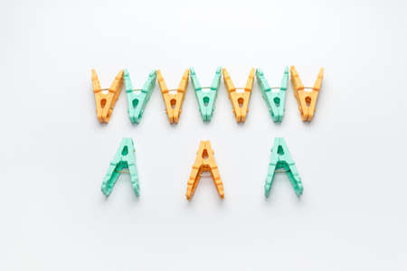 The clothespin on white backgroundの写真素材