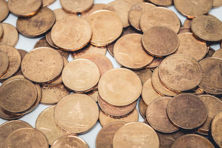 coins, heap of old bronze coinsの写真素材