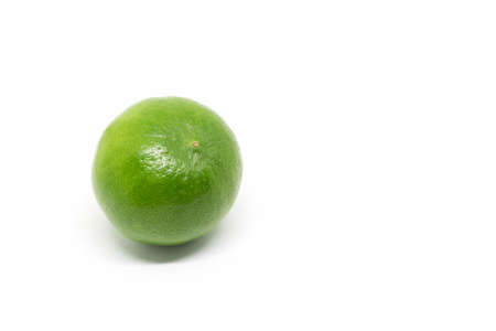lemon, green lemon isolated on white backgroundの写真素材