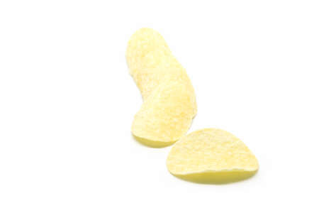 potato chips isolated on white backgroundの写真素材