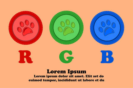 Dog footprints RGB banner vector illustration and EPS10のイラスト素材