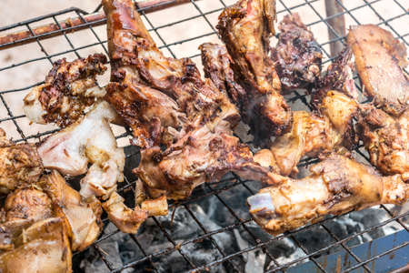 Grilled pork ribs on the grillの写真素材