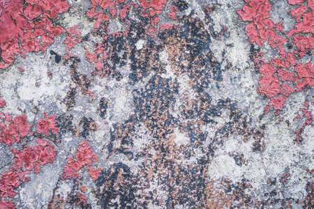 old worn red concrete grunge texture wall, abstract backgroundの写真素材