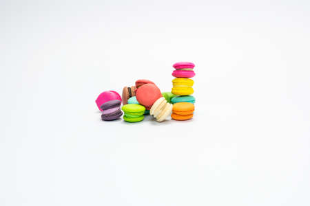 Colorful Macaroons On White Backgroundの写真素材