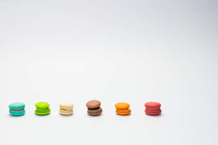 Colorful Macaroons On White Backgroundの写真素材