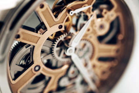 Close up of Internal Mechanism of wristwatchの写真素材