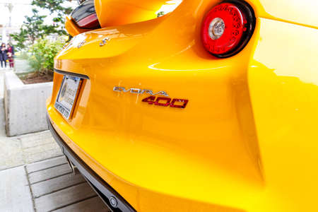 REDMOND, WA - APRIL 29, 2017: Brand new 2017 Lotus Evora 400 sports car at Exotic car show at Redmond Town Center. The Largest Weekly Gathering Of Exotic Cars In The USA.のeditorial素材