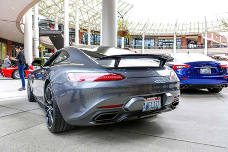 Redmond, WA - April 29, 2017: Silver Mercedes?AMG at Exotic car show at Redmond Town Center. The Largest Weekly Gathering Of Exotic Cars In The USA.のeditorial素材