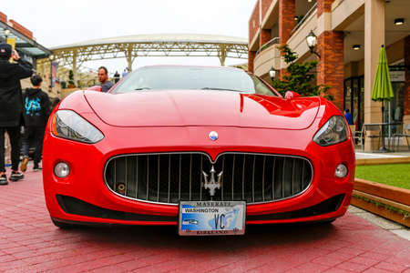 REDMOND, WA - APRIL 29, 2017: Red Maserati at Exotic car show at Redmond Town Center. The Largest...