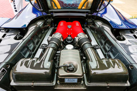 REDMOND, WA - APRIL 29, 2017: Ferrari at Exotic car show at Redmond Town Center. The Largest Weekly Gathering Of Exotic Cars In The USA.のeditorial素材