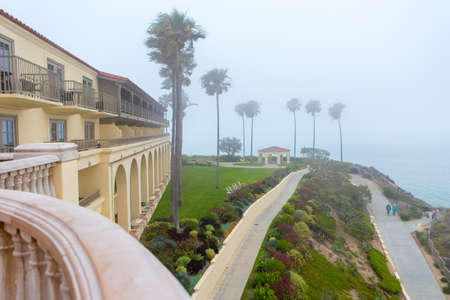 LOS ANGELES, CA - JUNE 19, 2017: Foggy morning along the Venice beach. View from a hotelのeditorial素材
