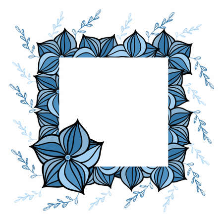 Color vector frame with flowers on isolated background. Decor, hobby, postcard.のイラスト素材