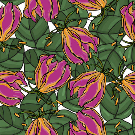 Flower pattern. Floral seamless background. Vector composition.のイラスト素材