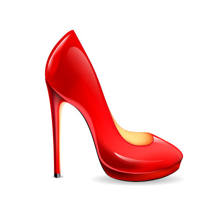 Glamor red women's shoe on the white background. Stylish symbol of International Women's Dayのイラスト素材