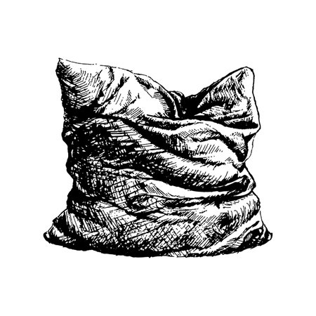 Bed pillow Vector hand drawn illustration. Isolated object.のイラスト素材