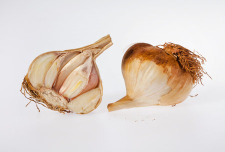 Heads of garlic whole or with clovesの写真素材