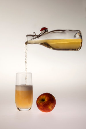 Fresh alcoholic apple drink ciderの写真素材