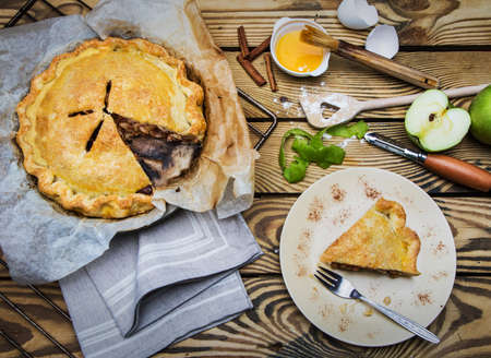 Apple pie (tart) set with ingredientsの写真素材