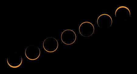 Tamil Nadu, India - December-26-2019: The hybrid annular solar eclipse totality popularly called the ring of fireのeditorial素材