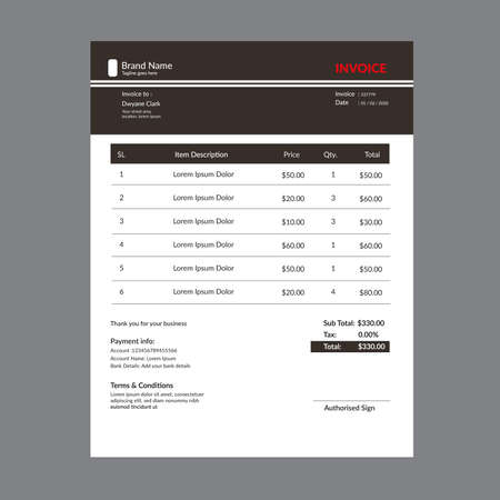 Corporate invoice design, 300 dpi,
CMYK, Letter size 8.5*11 inchのイラスト素材