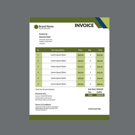 Corporate invoice design, 300 dpi,
CMYK, Letter size 8.5*11 inchのイラスト素材
