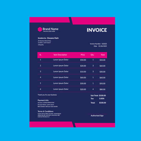 Corporate invoice design, 300 dpi,
CMYK, Letter size 8.5*11 inchのイラスト素材