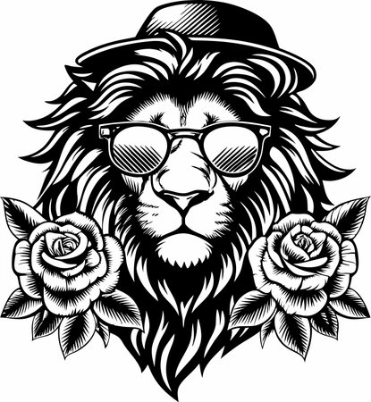 Lion Mascot. Vector illustration ready for vinyl cutting.のイラスト素材