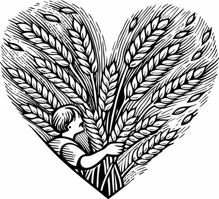 Girl and Wheat.Agriculture.Vector illustration ready for vinyl cutting.のイラスト素材