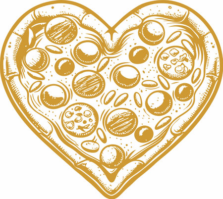 Pizza in the shape of a heart. Vector illustration for your designのイラスト素材