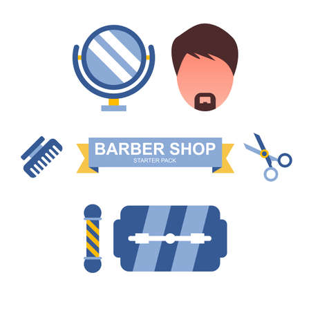 barbershop starter pack illustrationのイラスト素材