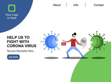 Fight with corona website landingpageのイラスト素材