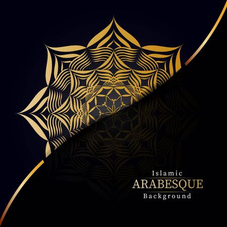 Luxury ornamental mandala design background in gold color, luxury mandala background for wedding invitation, book coverのイラスト素材