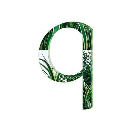3d capital alphabets green, white background