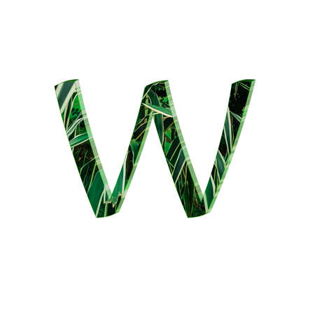 3d capital alphabets green, white background
