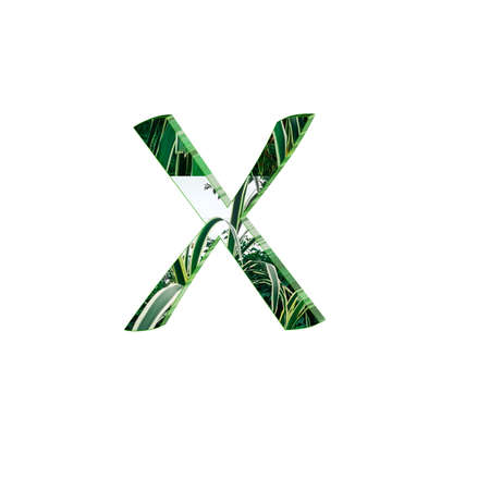 3d capital alphabets green, white backgroundの写真素材