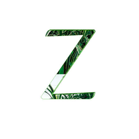 3d capital alphabets green, white background