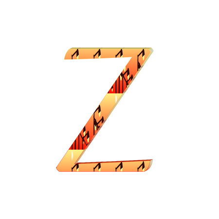 Alphabet letter Z in orange color. Isolated on white background. Vector illustration.の写真素材