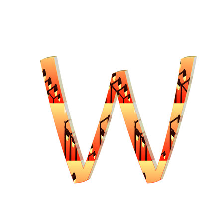 Letter W from the alphabet set, vector illustration on a white background.の写真素材
