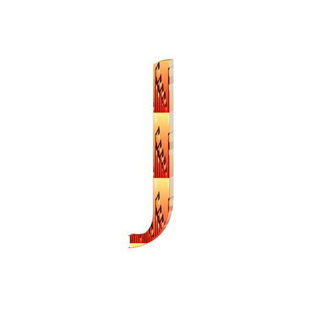 letter j of the alphabet in gold and red on a white backgroundの写真素材