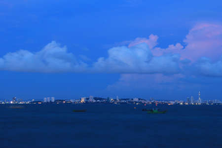 Night view of Pattaya city, Thailand の写真素材