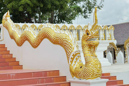 Naga statue, architecture of stairhead in the northern part of Thailand  の写真素材
