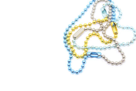 Ball Chain Key Ring in many colors, White background.