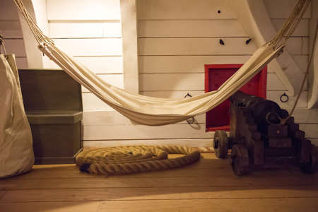 hammock below deck of naval vesselのeditorial素材