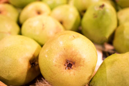 fresh pears at the marketの写真素材