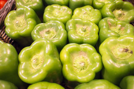 green bell peppers at market