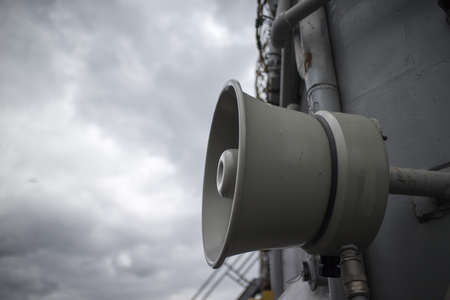 a siren horn aboard naval vesselの写真素材