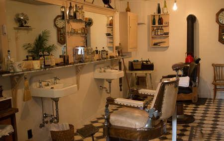 a quaint old time barbershopのeditorial素材